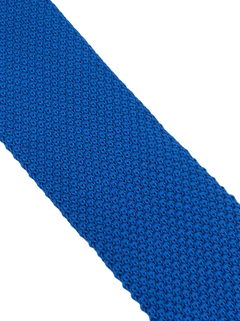 royal blue knitted tie with pointed end